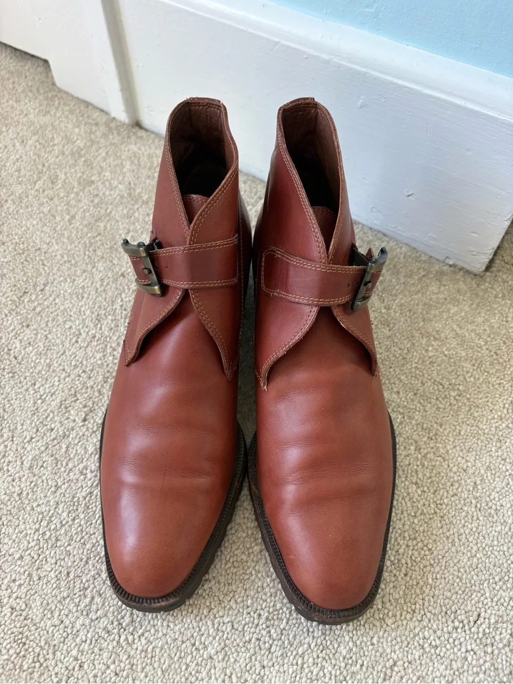 Vintage Parisian Signature Chukka George Boots Italian Leather Monk Strap